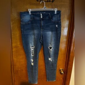 Wallflower Dark Blue Distressed Skinny Jeans